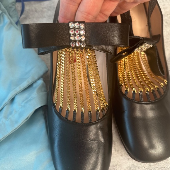Gucci Bonny Bow crystal Chain Leather Pumps - Picture 4 of 10